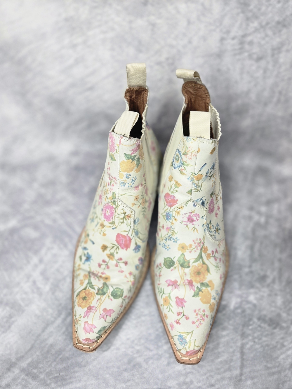 Free People Beau Western Chelsea Boot in the Ivory Floral colorway